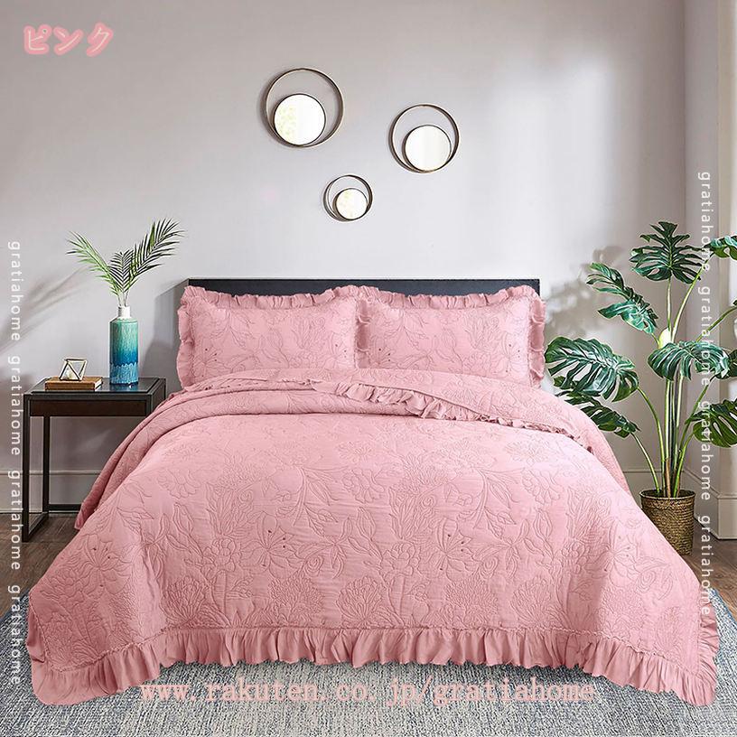 2000円OFFクーポン ベッドカバー ベッドシーツ 花柄 刺 キルト 寝具カバー ベッドスプレッド 北欧風 敷きシーツ 防ダニ 北欧 安心 清潔 肌触り寝心地 耐久性 柔らかい 静電気防止 防ダニ 寝具カバー 引っ越し お祝い ブランケット gratiahome [3]