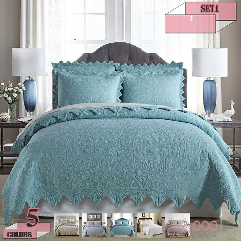 1000円OFFクーポン ベッドカバー キルト キルティング 綿 枕カバー マルチカバー ベッドキル ...