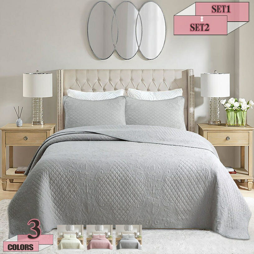 1000円OFFクーポン ベッドカバー ベッドスプレッド 北欧 マルチカバー 花柄 ベッドキルト キルティング..