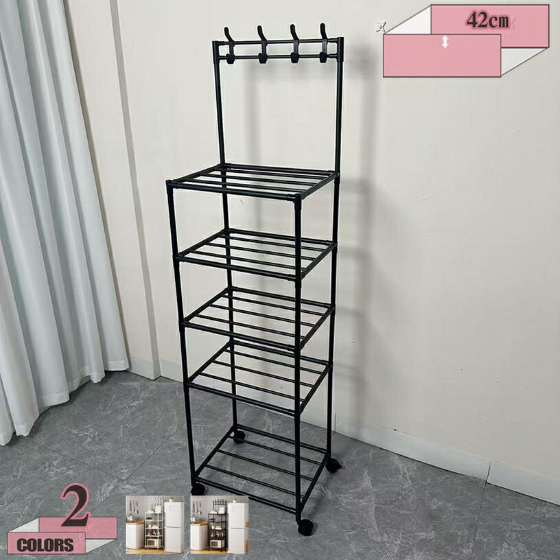 1000円OFFクーポン キャスター付き キッチンワゴン レンジ台 強い耐荷重 スリムラック キッチン収納 ト..