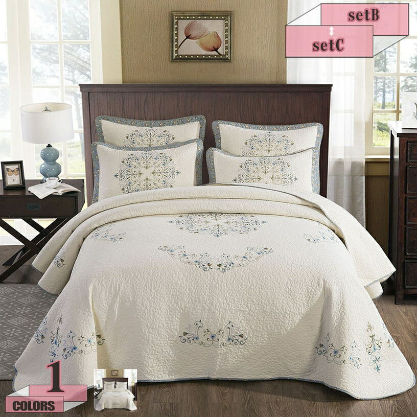 1000円OFFクーポン ベッドカバー ベッドスプレッド マルチカバー キルト おしゃれ 綿100% 寝具 花柄 模..