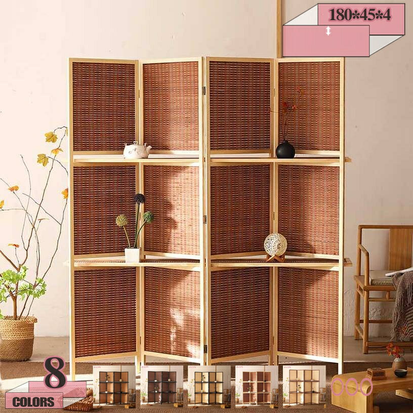 2000円OFFクーポン パーテーション 自立 4連 高さ180cm 間仕切り スクリーン 目隠し 和風 おしゃれ 収納 折りたたみ 持ち運び 風通し ハイタイ...