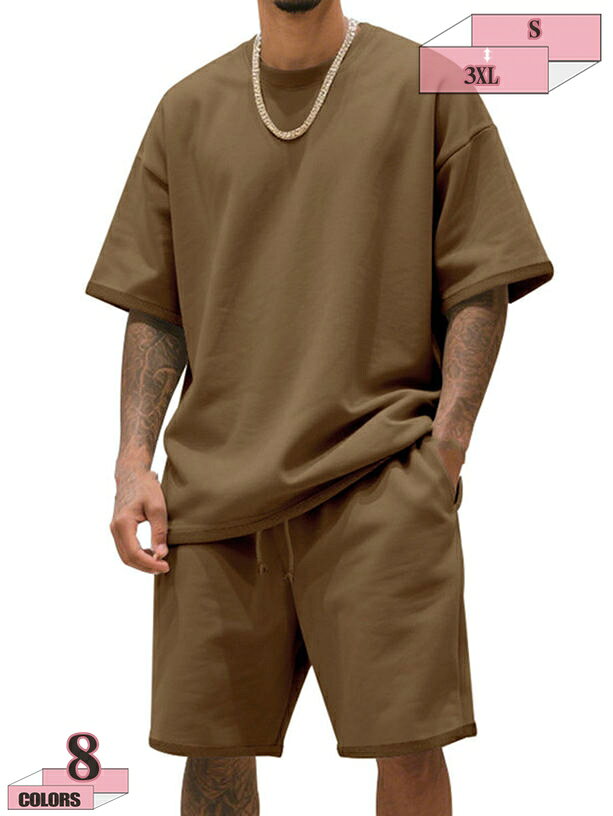 tシャツ メンズ 半袖 大きいサイズ 夏服 ゆったり ジャージ 2点セット ハーフパンツ セットアップ 無地 スウェット 半ズボン 上下セット 通気性 快適 カジュアル スポーツウェア ルームウェア おしゃれ 春夏 秋 部屋着 gratiahome