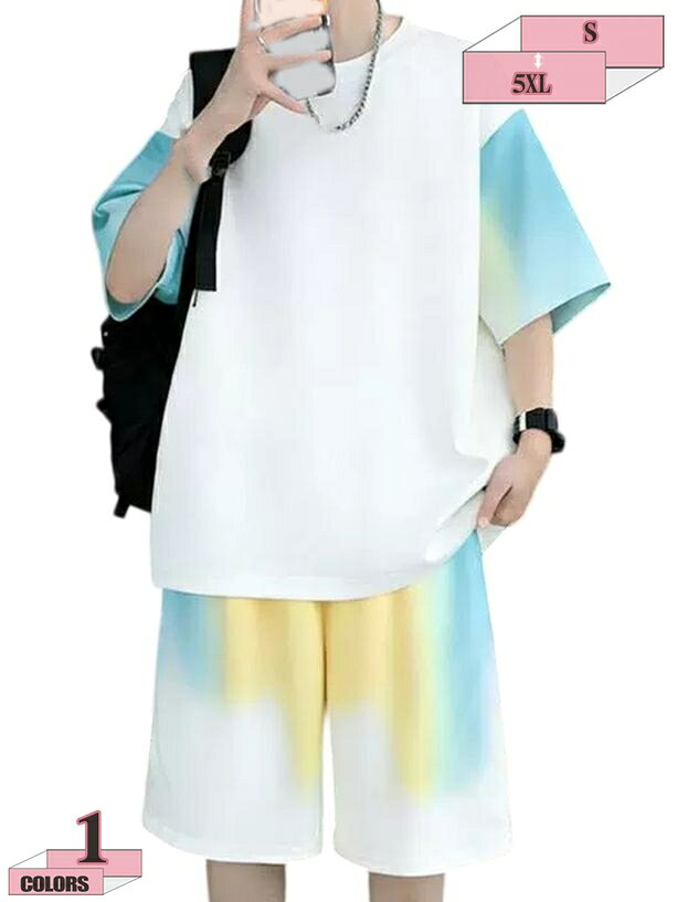 ジャージ上下 メンズ 大きいサイズ 半袖 セットアップ 上下セット 無地Tシャツ 短...