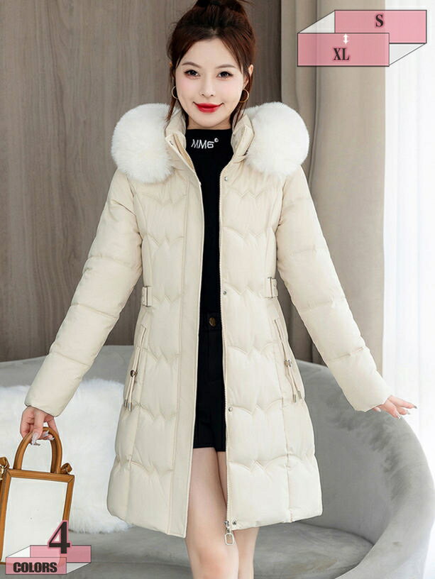 777円OFFクーポン ダウンコート 中綿ダウンジャケット レディース 冬 ロング丈ダウンコート アウター 暖かい ファー付 フード 大きいサイズ 軽量 Aライン 着痩せ 綿服 シンプル キルティング 防寒 防風 軽量 上品 韓国ファッション デート 二次会 gratiahome