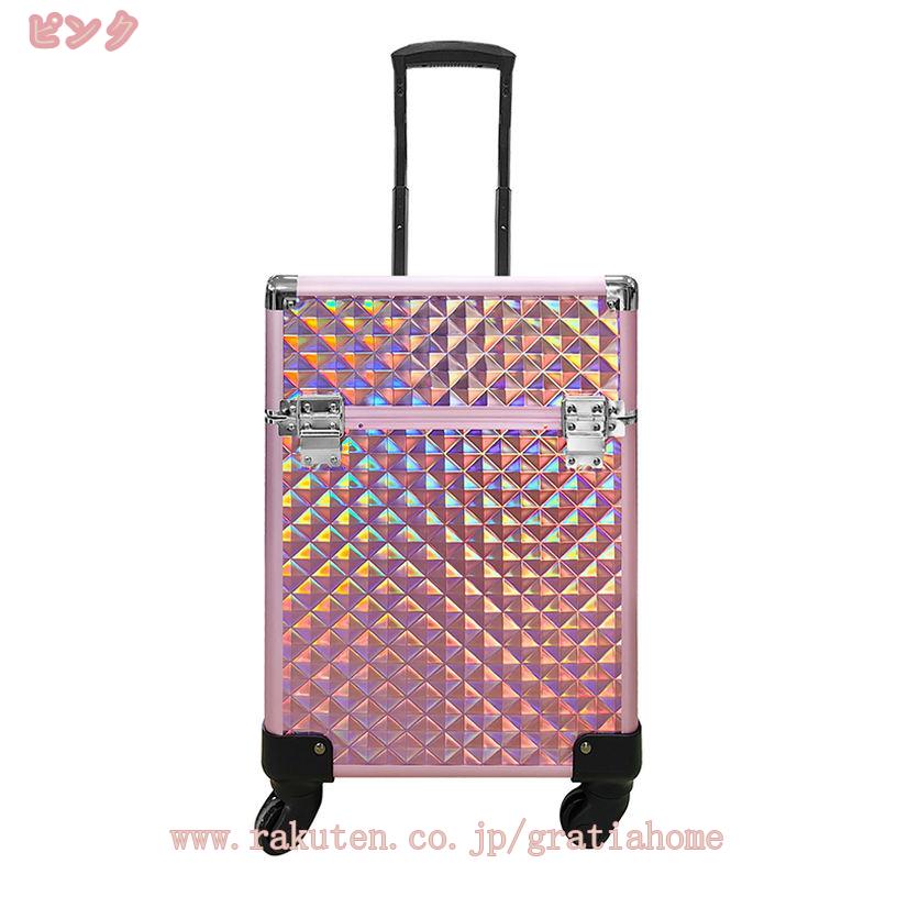 1000円OFFクーポン プロ仕様 化粧収納ボックス メイク箱 大容量 キャスター付き キャリーケース 仕切り 化粧箱 メイクアップ 鍵付き 収納オーガナイザー トラベル 旅行 おしゃれ ツール箱 トロリー コスメケース 業務用 キャリーバッグ gratiahome gratiahome-10079080 グラティアHOME サンプル画像2