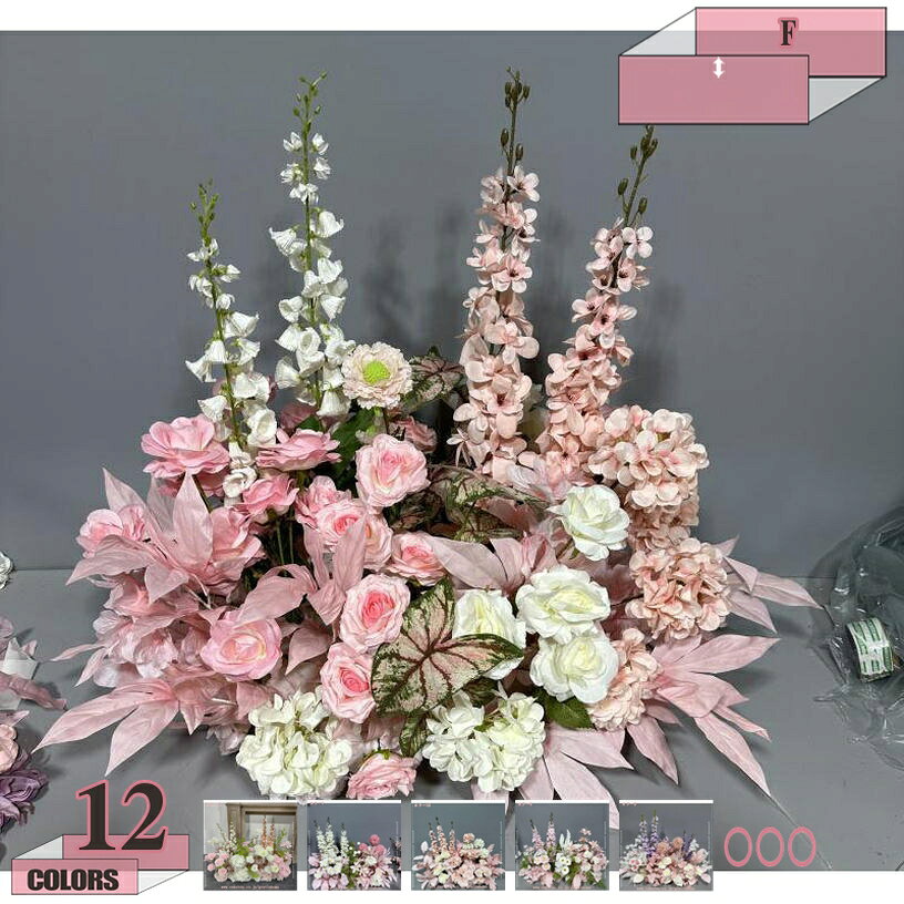 Leafy Plants - 造花 バラ ローズ れない花 部屋 玄関 リピング人工植物 観賞植物 薔薇 赤 ガーランド花 壁掛け花藤 バラ造花 フェイク花 婚礼の儀式 ホーム オフィス 家 結婚飾り用 撮影用 ピンク 世話不要 組み合わせ 花箱 花の茂み gratiahome
