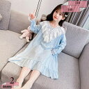760円OFFクーポン ガールズ 女の子 ルームワンピース ナイトドレス ネグリジェ 姫系 ルームウェア 子供 かわいい 長袖 ワンピース おしゃれ ゆったり リボン付き キッズパジャマ 綿 柔らかい 肌触りいい 薄手 吸湿通気 防ダニ 部屋着 gratiahome