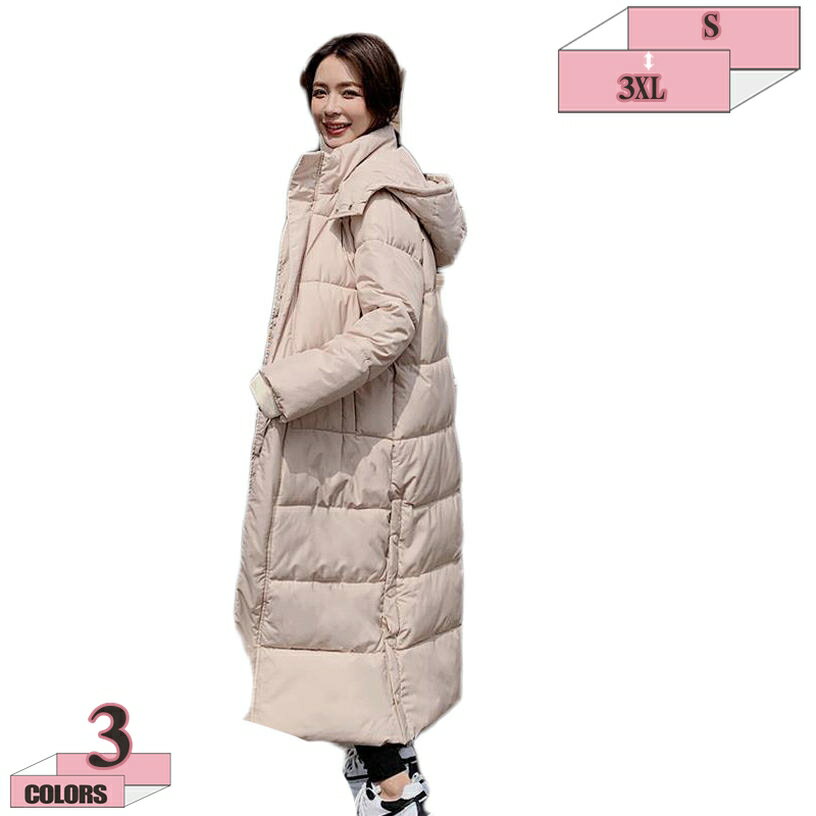 777円OFFクーポン アウター ダウンコート ロング丈 軽量 フード付き ダウンジャケット マキシ 保温 防寒着 防風 暖かい 大きいサイズ ビッグシルエット 体型カバー スリット レディース おしゃれ シンプル gratiahome