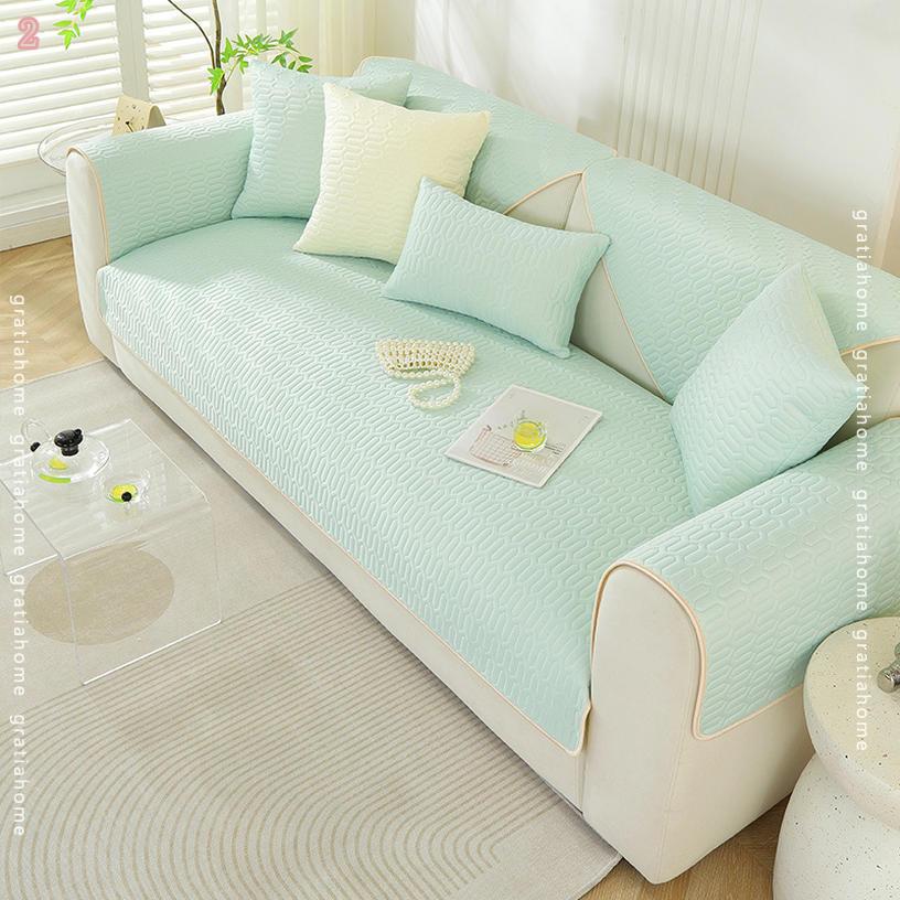 1000円OFFクーポン 夏用ソファカバー 北欧風 北欧デザイン 柔らかい 無地 ソファーマット 折り畳み 肘掛け 猛暑対策 洗える インテリア 模様替え マルチカバー ソファーカバー 涼しい お洒落 滑り止め 夏用 ソファカバー 汚れ防止 防滑 冷感 四季適用 gratiahome [2]