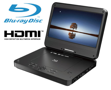 ポータブルBlu-rayプレーヤーポータブルブルーレイプレーヤー10.1インチポータブルDVDプレイヤーBlu-ray/DVD簡
