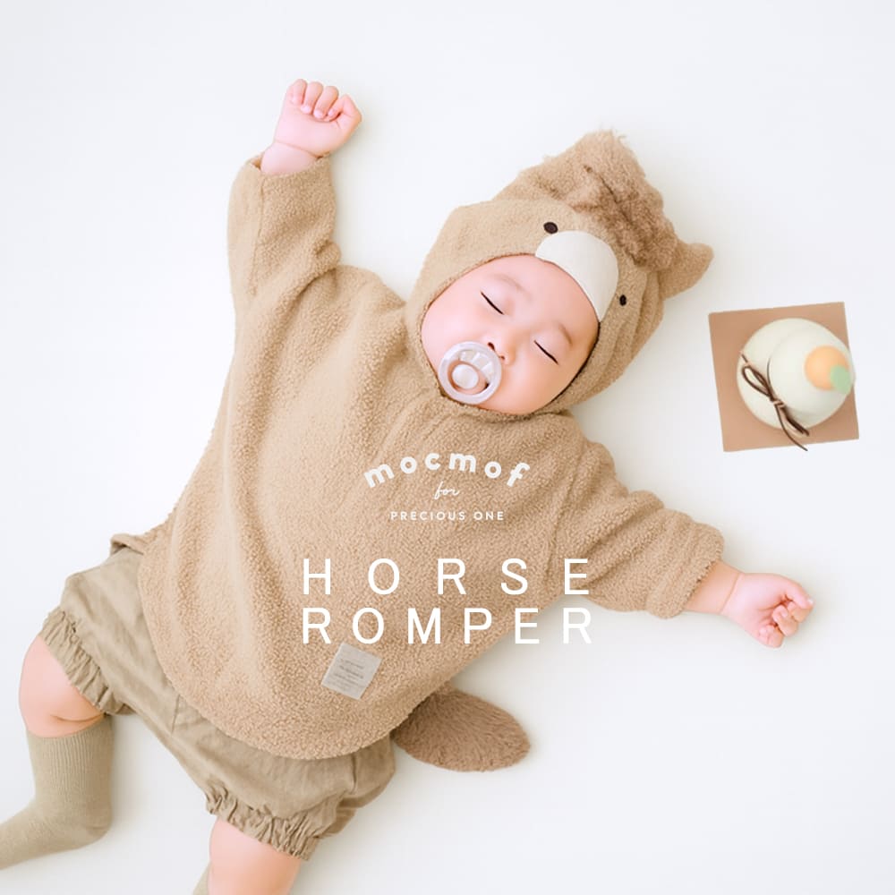 【最大半額 SALE!!】 mocmof 馬 干支 ベビー 着ぐるみ ポンチョ ベビー服 正月 鏡餅 赤ちゃん 女の子 男の子 コスチューム 子供 きぐるみ ロンパース なりきり うま ウマ サンタ アウター 服 クリスマス トナカイ 年賀状 冬 長袖 80 90 衣装 午年 丙午 うま年 コスプレ