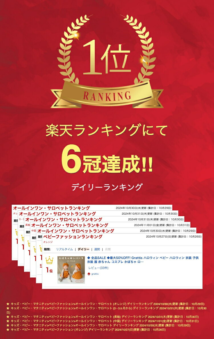 【楽天1位!】 ハロウィン ベビー ハロウィン 衣装 子供 衣装 服 赤ちゃん コスプレ かぼちゃ ロンパース 仮装 60 cm 70 66 73 80 90 着ぐるみ ベビー服 女の子 男の子 女 秋 帽子 2点 セット かわいい 可愛い 幼児 コスチューム ブランド おしゃれ カバーオール 綿 保育園