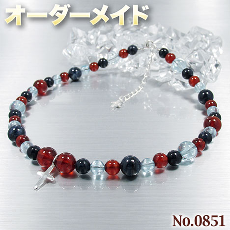 【キヨ様リクエスト商品】☆完全オーダーメイド☆パワーストーン・天然石・こんなの欲しい!◆No.0851◆・3種類の天然石をMixしたSV925クロスチャームアン...
