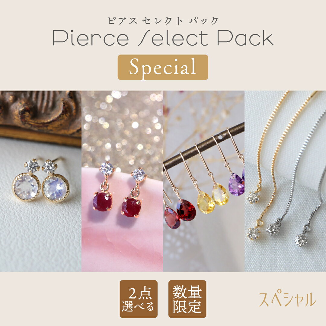 【ロゴ入り巾着プレゼント】ピアスセレクトパック K18 K10 YG PG WG PT SS 自分で選べるピアス2点セット 福袋 イエローゴールド ピンクゴールド ホワイトゴールド プラチナサージカルステンレス316L プレゼント ギフト