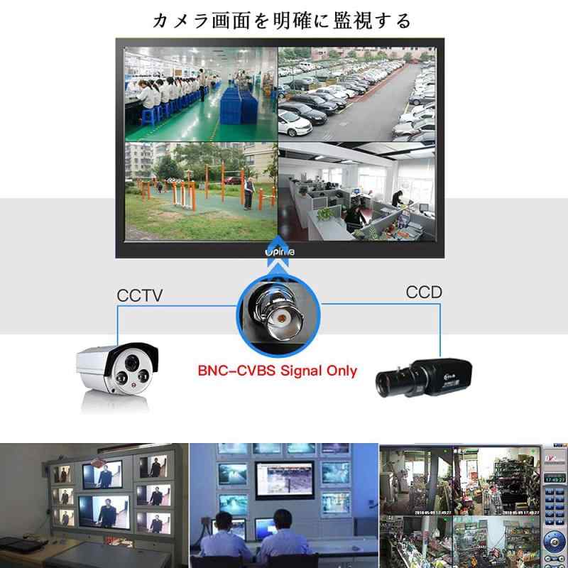 13.3インチ液晶IPSモニター CCTV安全監視モニター HD1920x1080の PC ディスプレイ 多機能ディスプレイHDMI/BNC/VGA/AV 入力 日本語がある