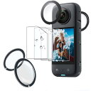 KYK SHOW Insta360 x3 用 粘着式レンズガード カメラレンズ保護 x3 液晶保護フィルム 曲面対応 反射低減 指紋防止 抗菌 インスタ360 x3 用 ガラス(2枚レンズガード+液晶画面保護シート4枚)(2)