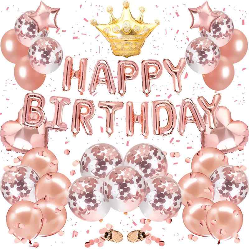 乐天商城 - 風船 誕生日 飾り付け セット happy birthday バルーン バースデー バルーン ゴールド 王冠 風船 男女兼用【G&H】