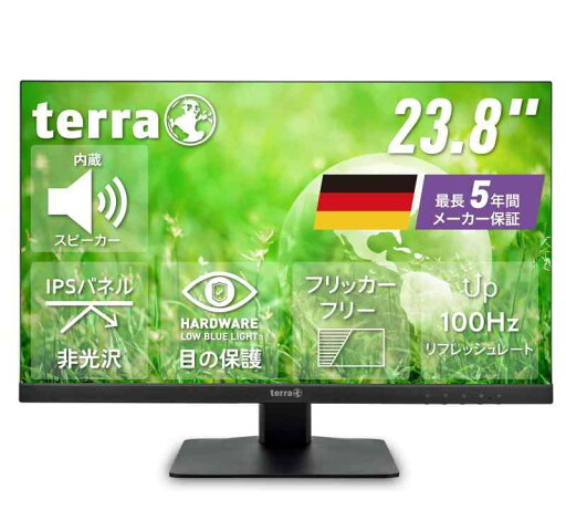 TERRA 2748W 27インチ モニター 最長 5年 IPS 非光沢 フルHD 100Hz HDMI/Displayport/USB Type-C ハードウェアブルーライトカット 3W×2スピーカー ヘッドホン端子 傾き調整 TERRA 2748W 27インチ モニター 最長 5年 IPS 非光沢 フルHD 100Hz HDMI/Displayport/USB Type-C ハードウェアブルーライトカット 3W×2スピーカー ヘッドホン端子 傾き調整