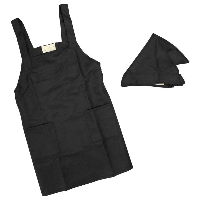 エプロン 子供用 キッズ 無地 学校 給食 三角巾付き エプロン2点セット