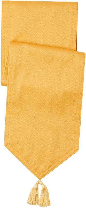 Cleib ヘリンボーン柄 撥水加工 テーブルランナー 約25x180cm イエロー FS006