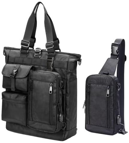 [RUA-aoyama-] Tote Bag, Body Bag, Detachable, Men's Bag, Business Bag, Unisex, Shoulder Bag, Backpack, Large Capacity, A3 Size (NEW Black)