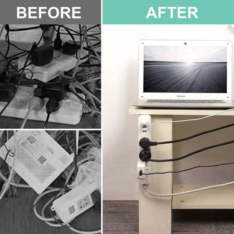 SOULWIT 電源タップ 固定ホルダー 電源タップ固定器 壁取り付け 穴あけとネジ止め不要 デスク、コンピュータ、テレビの壁、キッチン、家庭、オフィス用