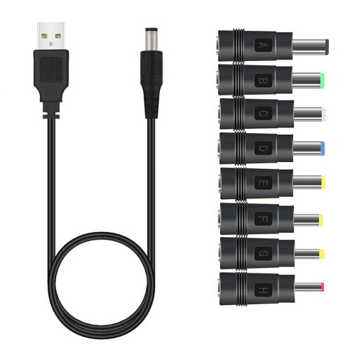 YACHUN USB 電源ケーブル 変換プラグ付き 5.5x2.1mm 1m 5V1A DC充電コード アダプタ 8 in 1 扇風機 PSP ソーラーパネル ーなど対応用 3.5 * 1.35mm、 4.0 * 1.7mm 、 4.8 * 1.7mm YACHUN USB 電源ケーブル 変換プラグ付き 5.5x2.1mm 1m 5V1A DC充電コード アダプタ 8 in 1 扇風機 PSP ソーラーパネル ーなど対応用 3.5 * 1.35mm、 4.0 * 1.7mm 、 4.8 * 1.7mm