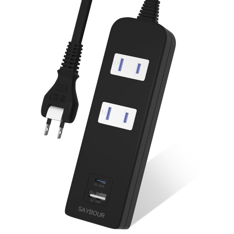 SAYBOUR USBタップ USB-C 1ポート USB-A 1ポート 差込口 2口 電源タップ 雷ガード コンセント PSE認証済