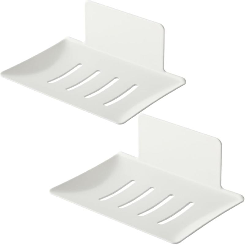 JEWYOCO 2個 石鹸置きソープホルダー お風呂の壁に 石けん皿 ステンレス強力粘着収納ケース 水切り お風呂用品