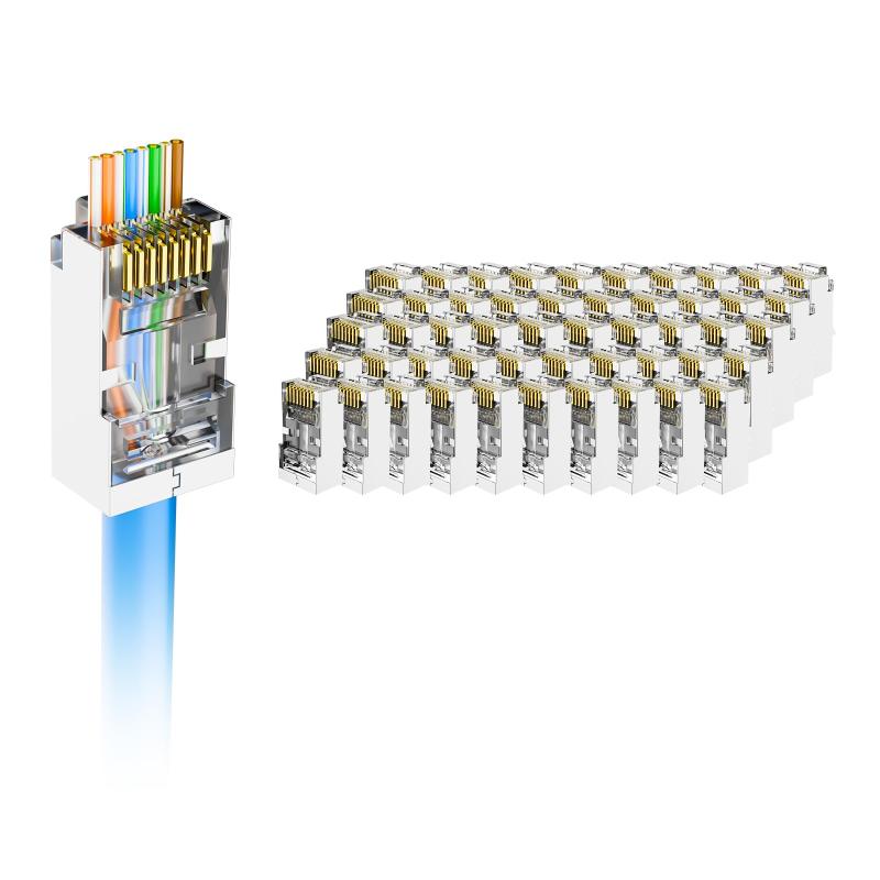 Rakuten - VCE 貫通式 LAN コネクター 25個セット CAT6 CAT5E CAT5 シールド付き 干渉防止 配線簡単 STP/UTP対応