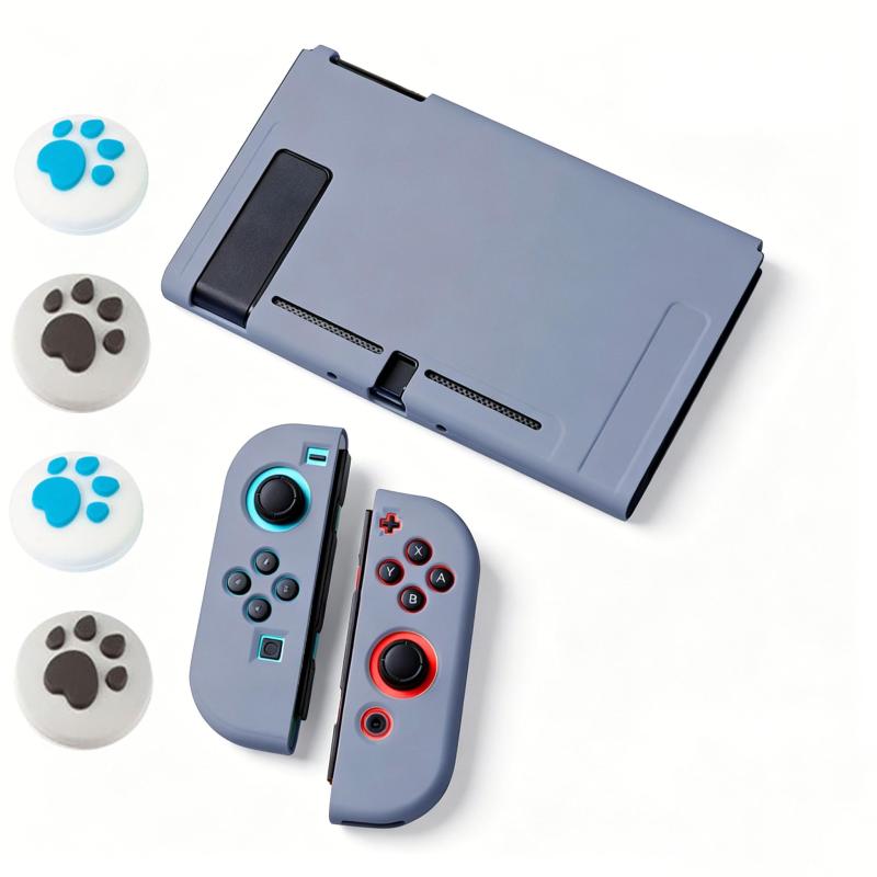 Switch用カバー＆ジョイスティックカバー スイッチ用ケース カバー アナログスティックカバー 4x猫爪肉球 Joy-Con用カバー 全面保護ケース 耐久性tpu素材 キズ防止 衝撃吸収 着脱簡単 擦り傷