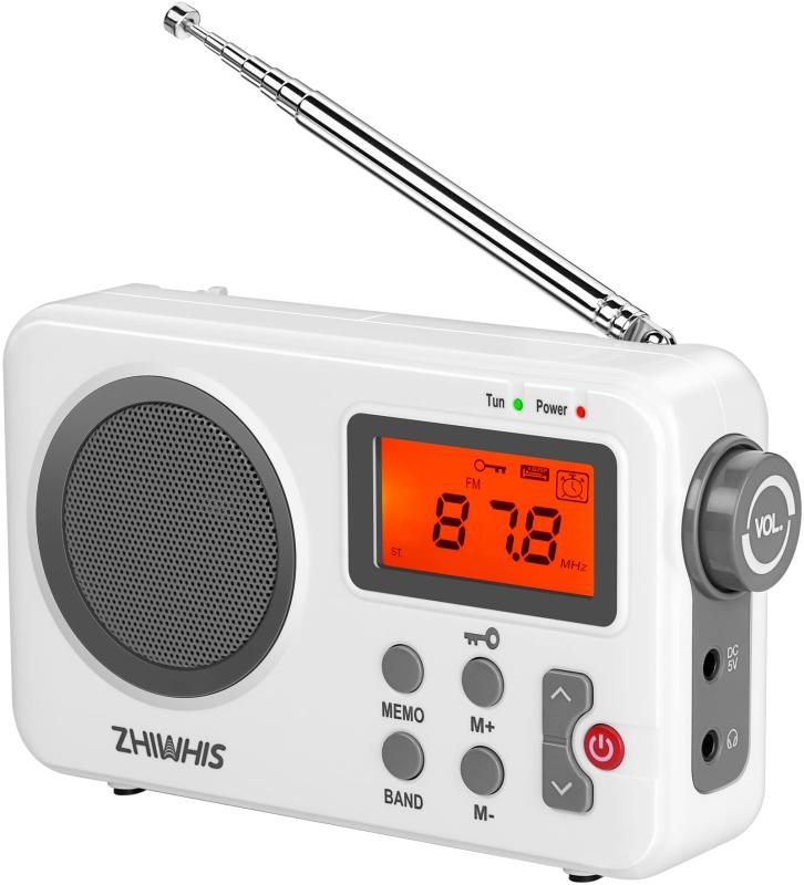 Rakuten - ZHIWHIS 小型ラジオ 携帯 高感度 FM/AM/短波/ワイドFM対応 乾電池式/usb電源使用可能 タイマー/デジタル時計/目覚まし時計/自動電源オン/キーロック/プリセット機能付き 音量ツマミ 防災 ZWS-8801