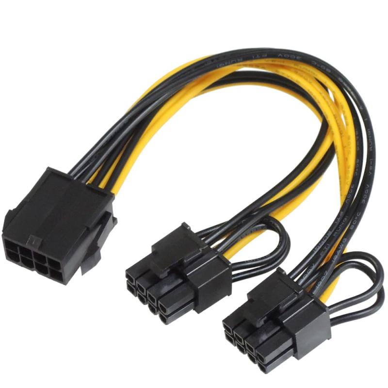 Liquid Crystal Protector - KAUMO PCIe (6+2ピン) x2分岐 - PCIe (8ピン) グラフィックボード 補助電源 変換ケーブル 2分岐ケーブル
