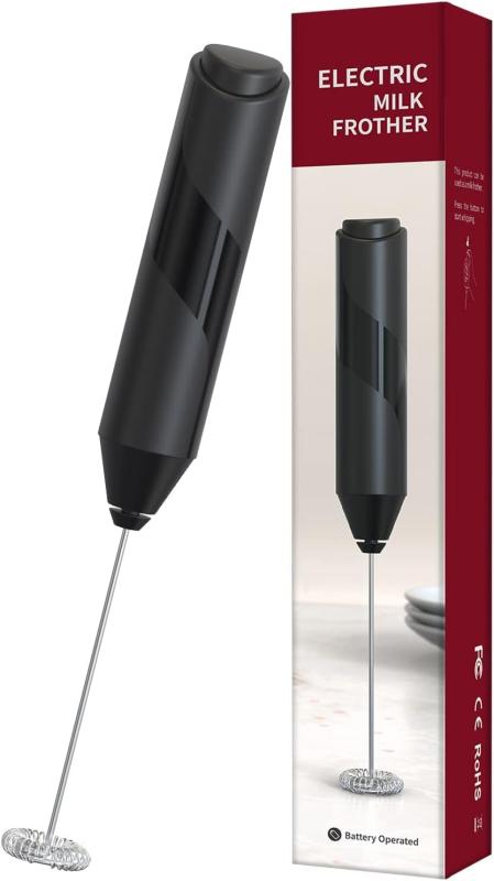 DEVENTORZ ミルク泡立て器 ステンレススチールスタンド付き 手持ち式 電気ミルク泡立て器 コーヒー泡立て器 電気泡立て器 ラテ用 コーヒーフラッペ フォームミルク泡立て器