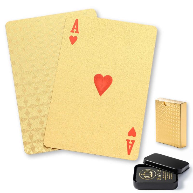 RAVIS トランプ ゴールド 防水 フレックスカード マジック おしゃれ 手品 高級 かわいい パーティー ケース付 54枚