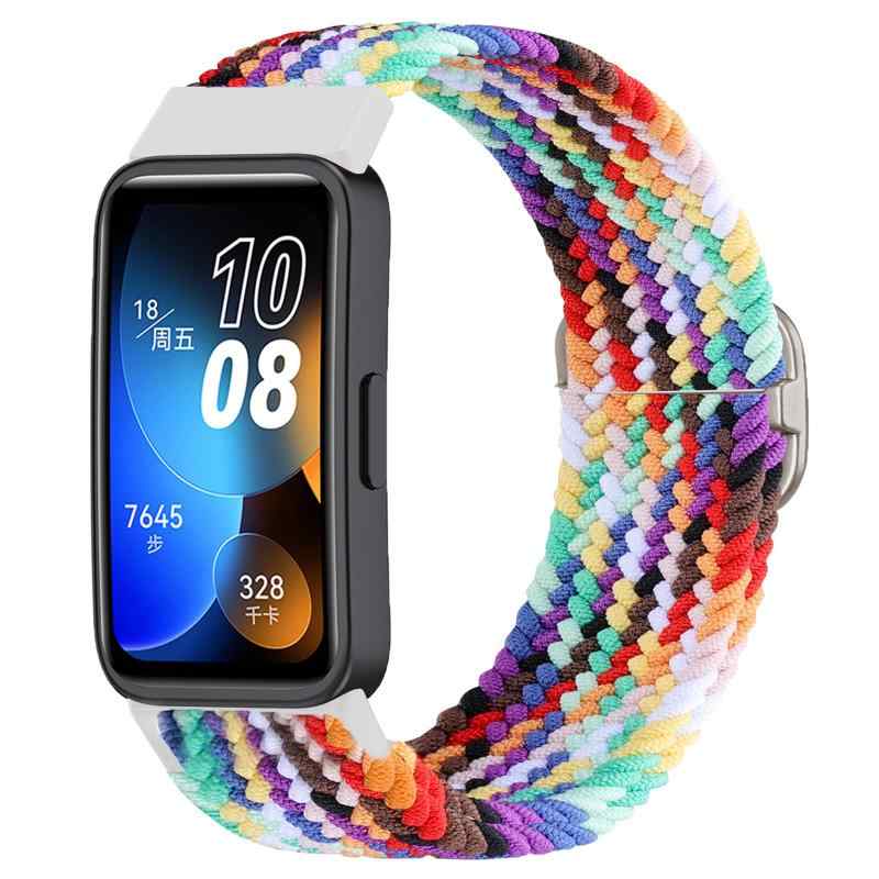[DQQCQQ] ゴム編み対応Huawei Band 10/9/8交換バンド換え替えベルト,弾性ナイロン製 編組ストラップ調節可能柔らしい脱着便利軽量洗える耐久性のあるHuawei Band 10/9/8用交換バンド