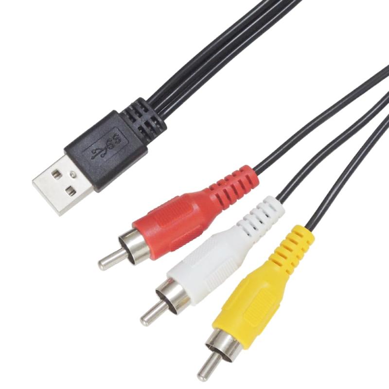KAUMO USB RCA 変換 AVケーブル (USB-A/赤白黄) 1.5m