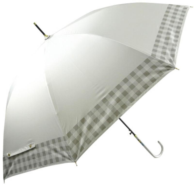 Rakuten - 長傘 日傘 晴雨兼用 レディース 58cm UVカット100 UPF50+ 内側特殊コーティング 一級遮光 遮熱 軽量 丈夫 耐風 グラスファイバー親骨 ワンタッチ ジャンプ傘 おしゃれ チェック 黒