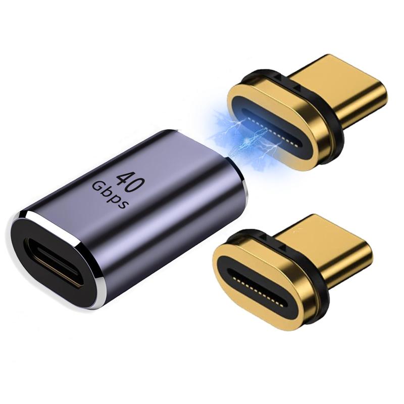 USB4.0 Type-C マグネット 変換アダプター PD充電 100W 40Gbps 転送 8K 映像出力 L字 タイプC Thunderbolt3 対応 データ転送 変換コネクタ USB C 端子 アダプタ 急速充電 USB-C PD スマホ タブ