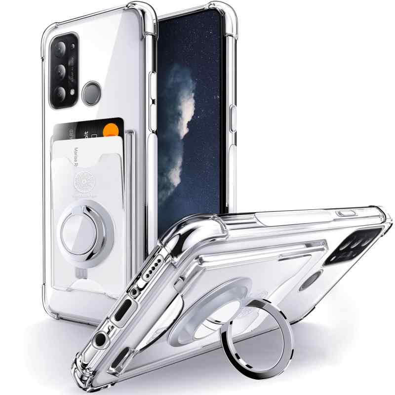 乐天商城 - SHIELDS UP 互換性 Oppo Reno5 A用 ケース リング スタンド 背面 カード収納 財布 耐衝撃 耐久 すり傷防止 滑り止め 四隅衝撃吸収 透明 TPU バンパー おっぽ スマホ reno5 a 用カバー - クリア