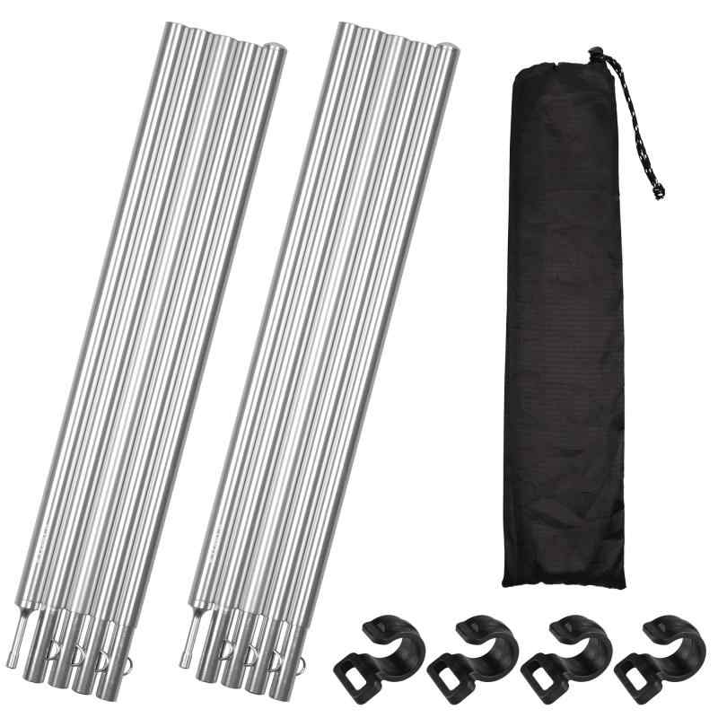 テントポール アルミ製テントポール タープポール A7075 超々ジュラルミン 2本セット 5本連結 195cm 直径 16mm 分割式 超軽量 アルミ サブポール キャノピー 用 ポール 収納バッグ 4本フック付 期