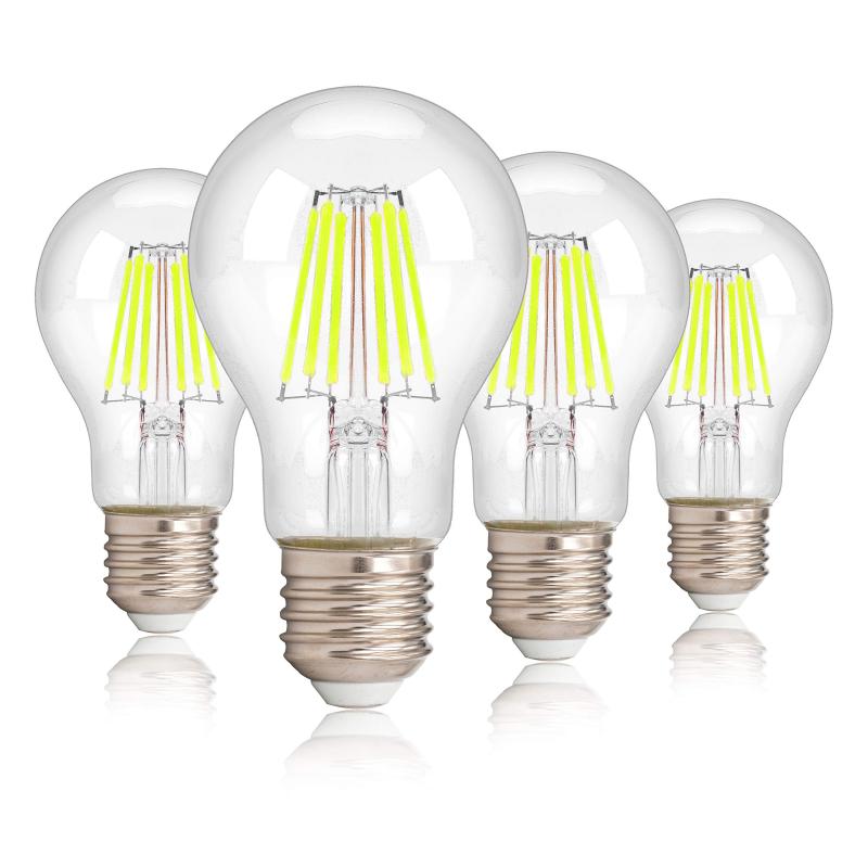 樂天商城 - LED エジソン電球 E26 A60 80W形相当 調光器非対応 800lm 8W 復古電球 6500K 昼光色 シャンデリア 4個入り