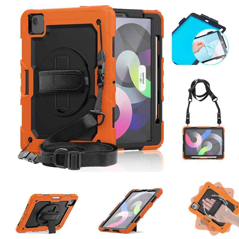 「内蔵スクリーンプロテクター」Doo iPad Air 5 ケース iPad Air 4 ショルダーケース 10.9インチ第5/4世代対応 耐衝撃 カバー ペン収納付き Pencil2対応 360°回転キックスタンド 手持ちバンド ショルダ