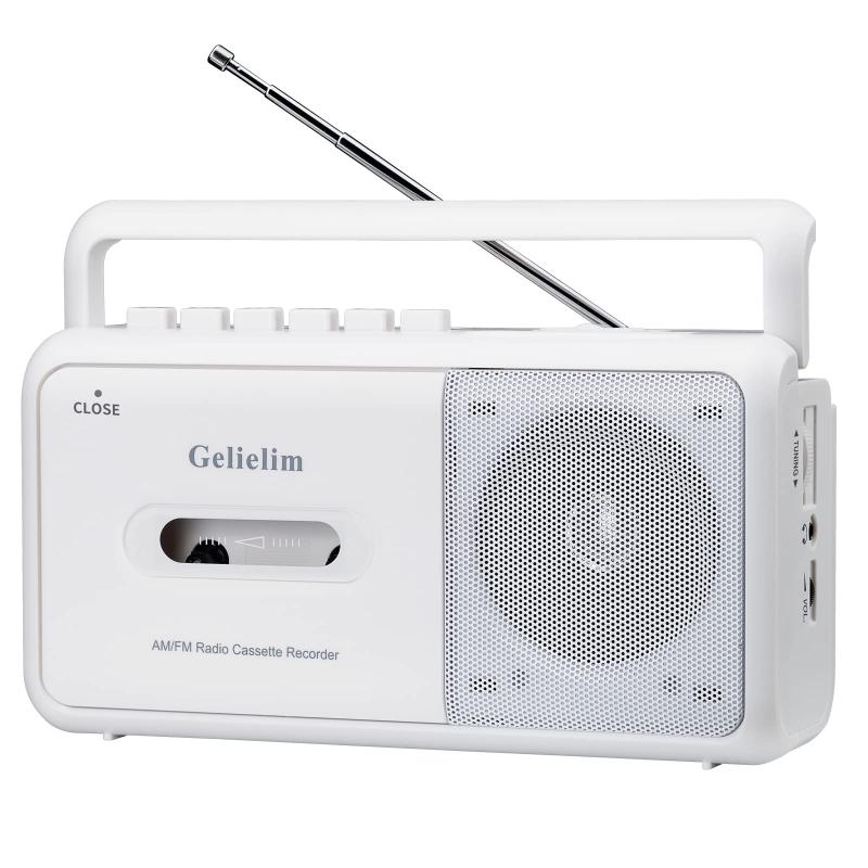 Gelielim ラジカセ FM/AM/ワイドFM対応 カセットテープ再生/録音 ポータブルカセットプレーヤー AC100V..