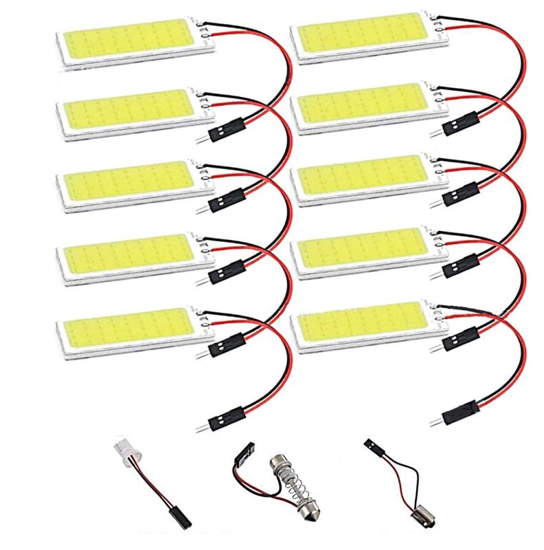 Rakuten - [TradeWind] ルームランプ 車内灯 面発光 36連LED パネル型 パネル型 COB 3種類 ソケット付き 12V 白 10個セット