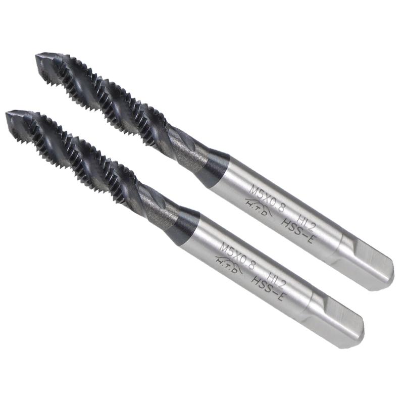 CoCud 螺旋フルートねじ切りタップ M5X0.8スレッドサイズ ニト リングコーティングHSSタッピングツール..