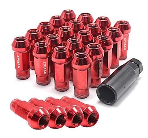 Wellvie classy スチール ホイールナット M12×P1.25 赤 ソケット付属 24個 レーシングナット キャラバ..