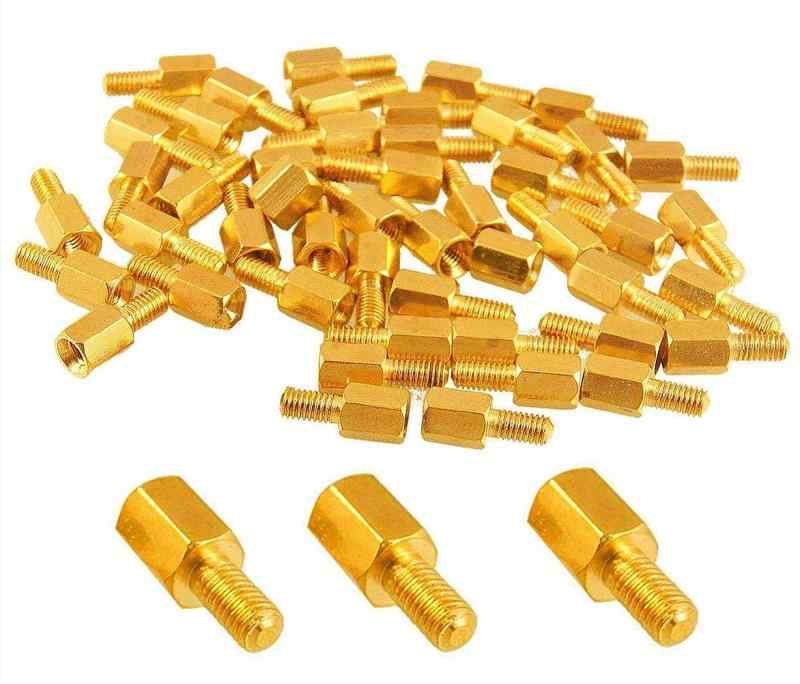 Rakuten - PCBスタンドオフ六角スペーサー ゴールドトーン六角スペーサー M3メス 6mm + 6mm 固定用 60個入り