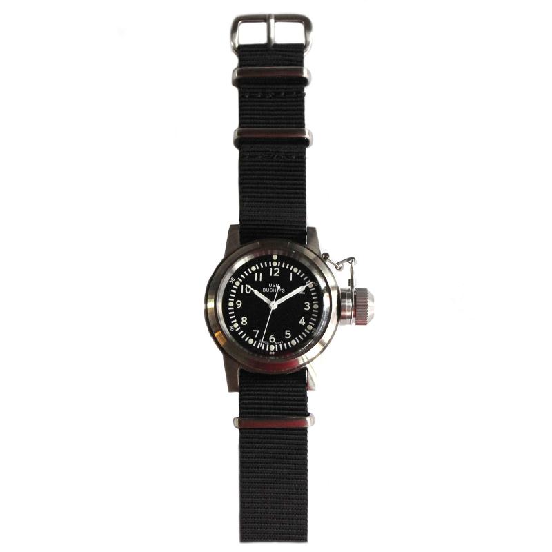 樂天商城 - [Naval watch co.] ミリタリーウォッチNaval military watch Mil.-04 SV/BK US MARINE USN BUSHIPS type